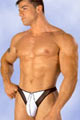 Lingerie Homme String Poche Bandes Noir & Blanc